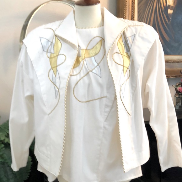 3 Pc SUIT. Marie St. Monet Sz 8  WITH LEATHER - Picture 1 of 12